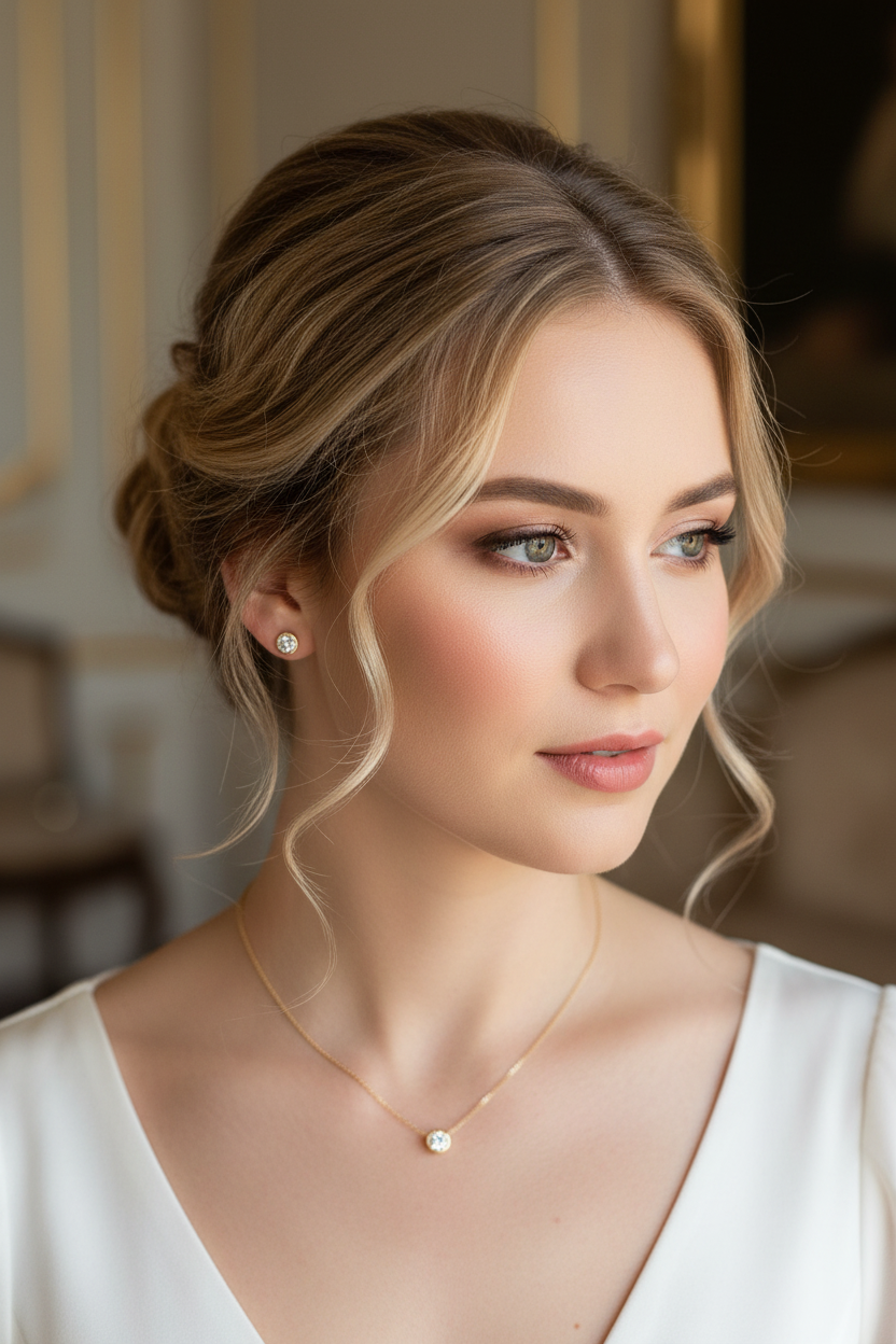 Dezentes Zirkonia Schmuckset Gold – Halskette & Ohrringe | Eleganter Brautschmuck | ONDEGO®