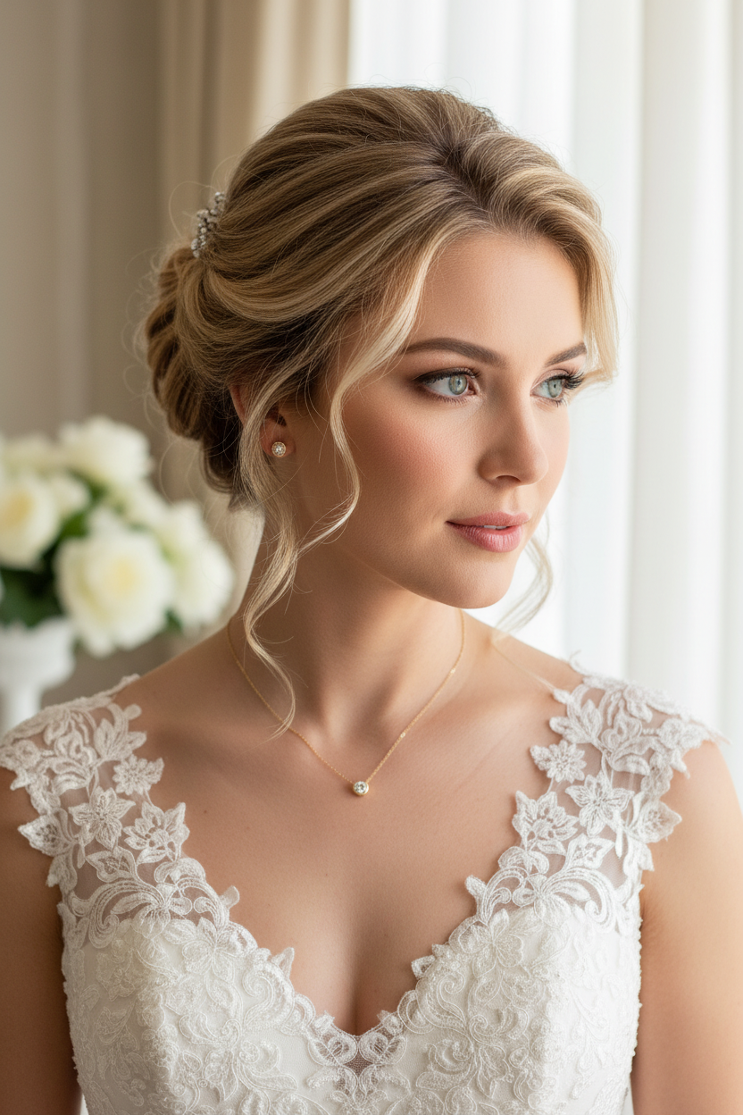 Dezentes Zirkonia Schmuckset Gold – Halskette & Ohrringe | Eleganter Brautschmuck | ONDEGO®