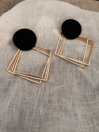 Statement Ohrringe Schwarz Gold – 10 cm geometrisch | ONDEGO®