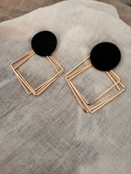 Statement Ohrringe Schwarz Gold – 10 cm geometrisch | ONDEGO®