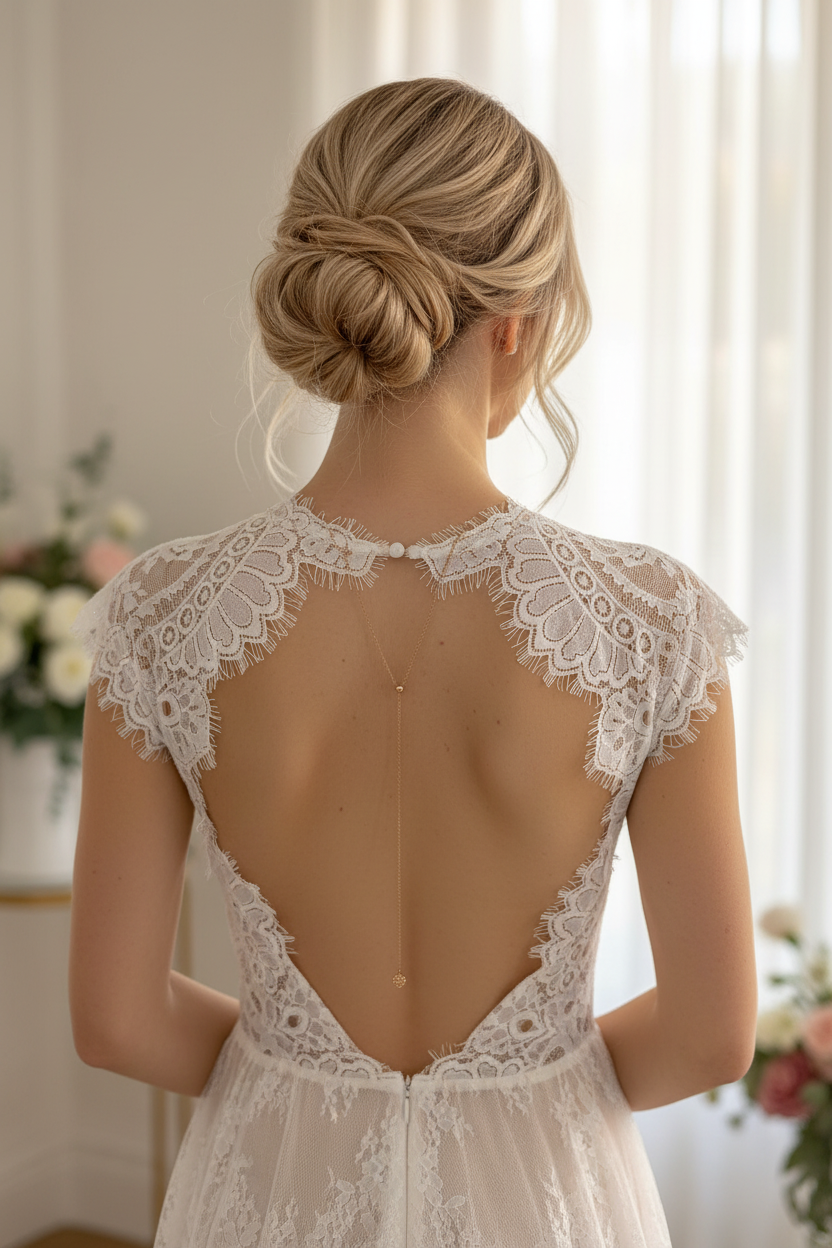 Roségold Rückenkette 2-in-1 mit Strassperle – verstellbares Collier mit Slider | ONDEGO®