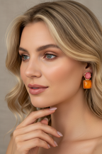 Statement Ohrringe Gold mit farbigen Steinen – 3,5 cm | ONDEGO®