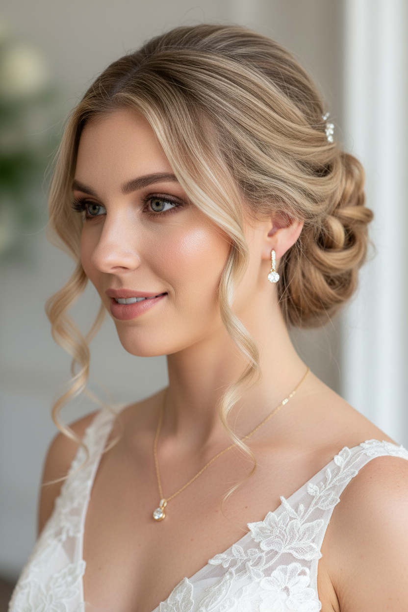 Schmuckset Gold mit Zirkonia – Halskette & Ohrringe | Brautschmuck Hochzeit Damen