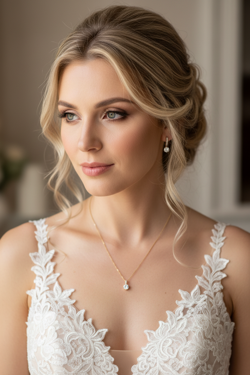 Schmuckset Gold mit Zirkonia – Halskette & Ohrringe | Brautschmuck Hochzeit Damen