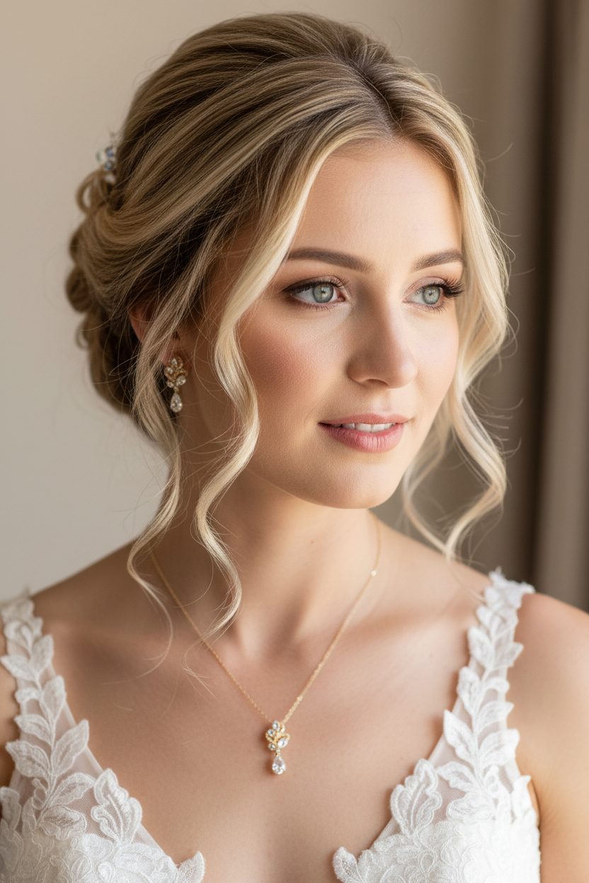 Schmuckset Gold mit Zirkonia – Halskette & Ohrringe | Eleganter Brautschmuck für Hochzeit und festliche Anlässe