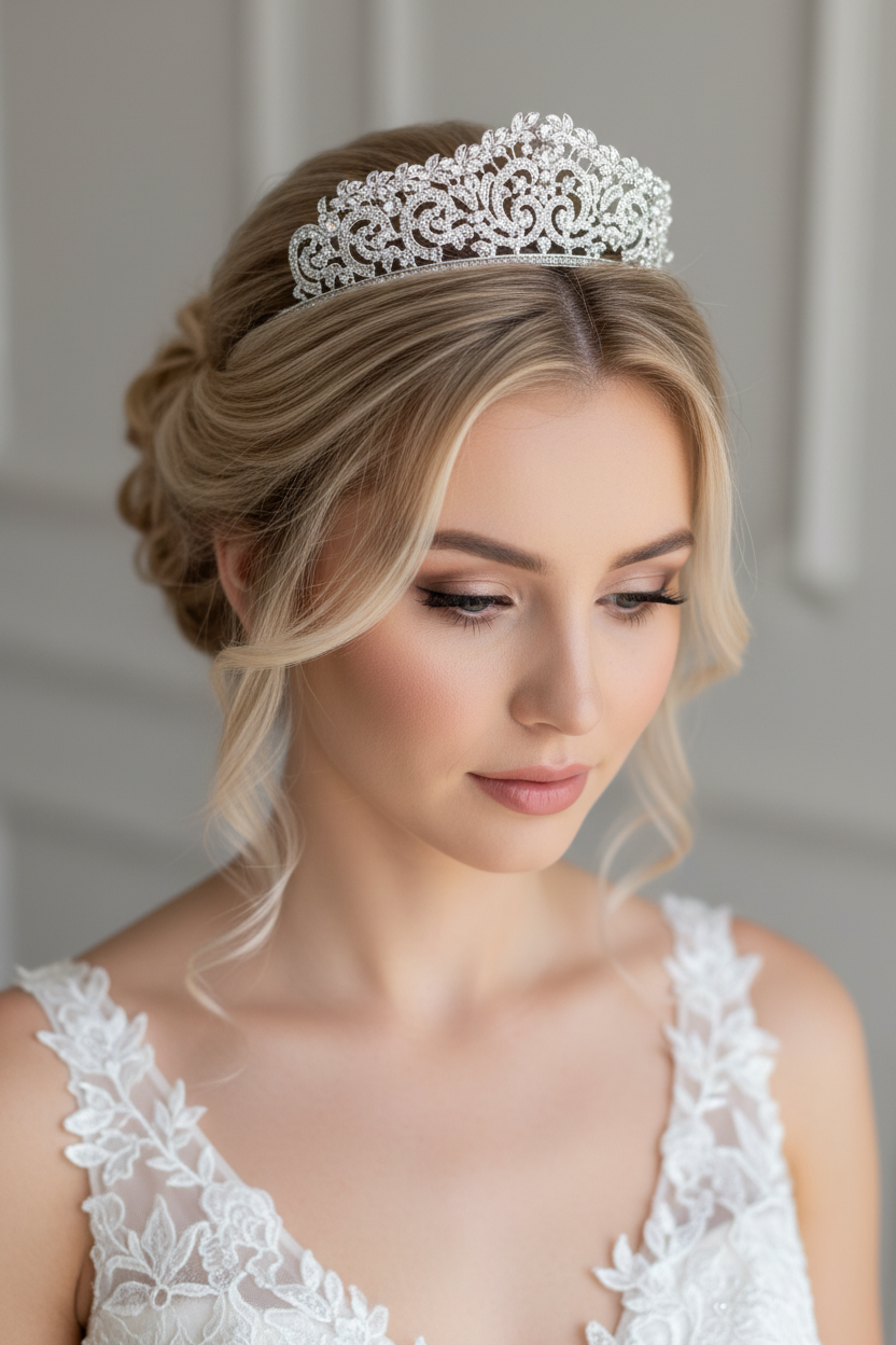 Diadem Silber – Haarschmuck mit Strass 5 cm hoch | ONDEGO®
