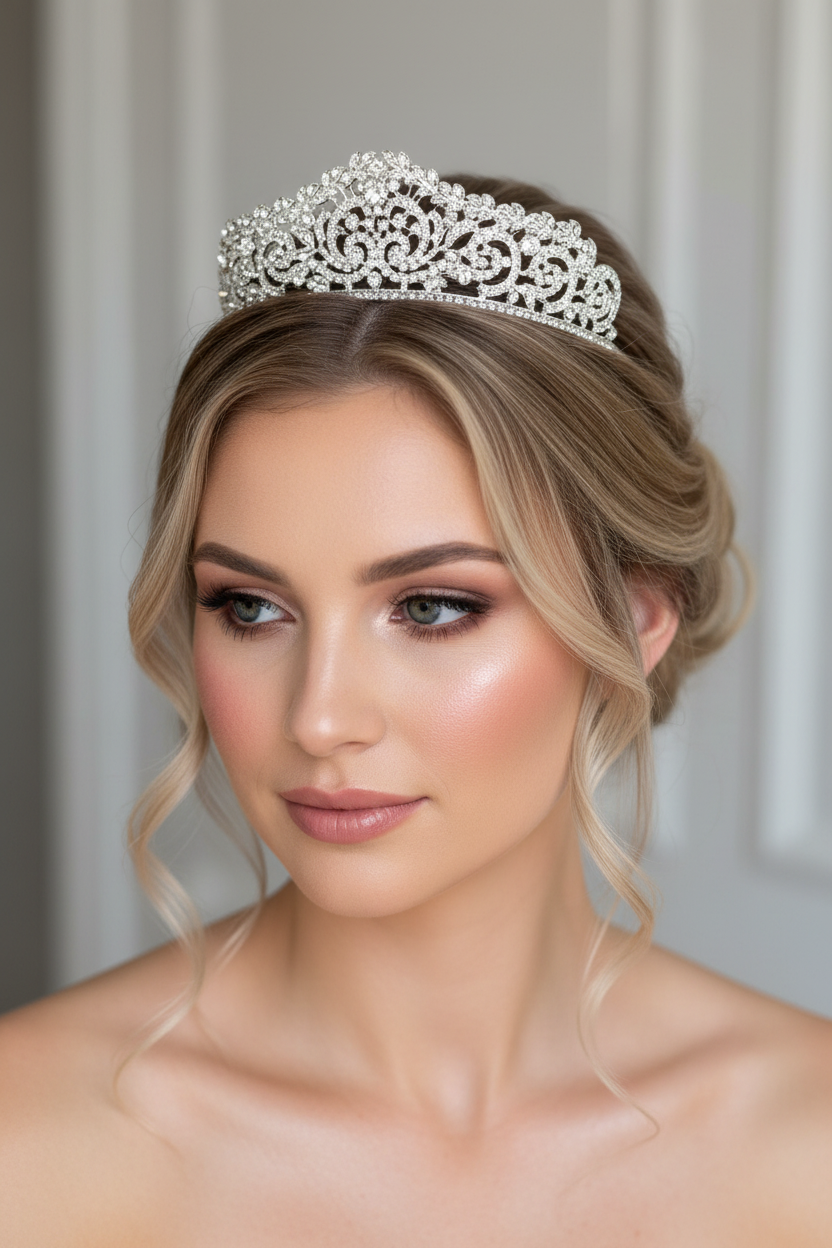 Diadem Silber – Haarschmuck mit Strass 5 cm hoch | ONDEGO®