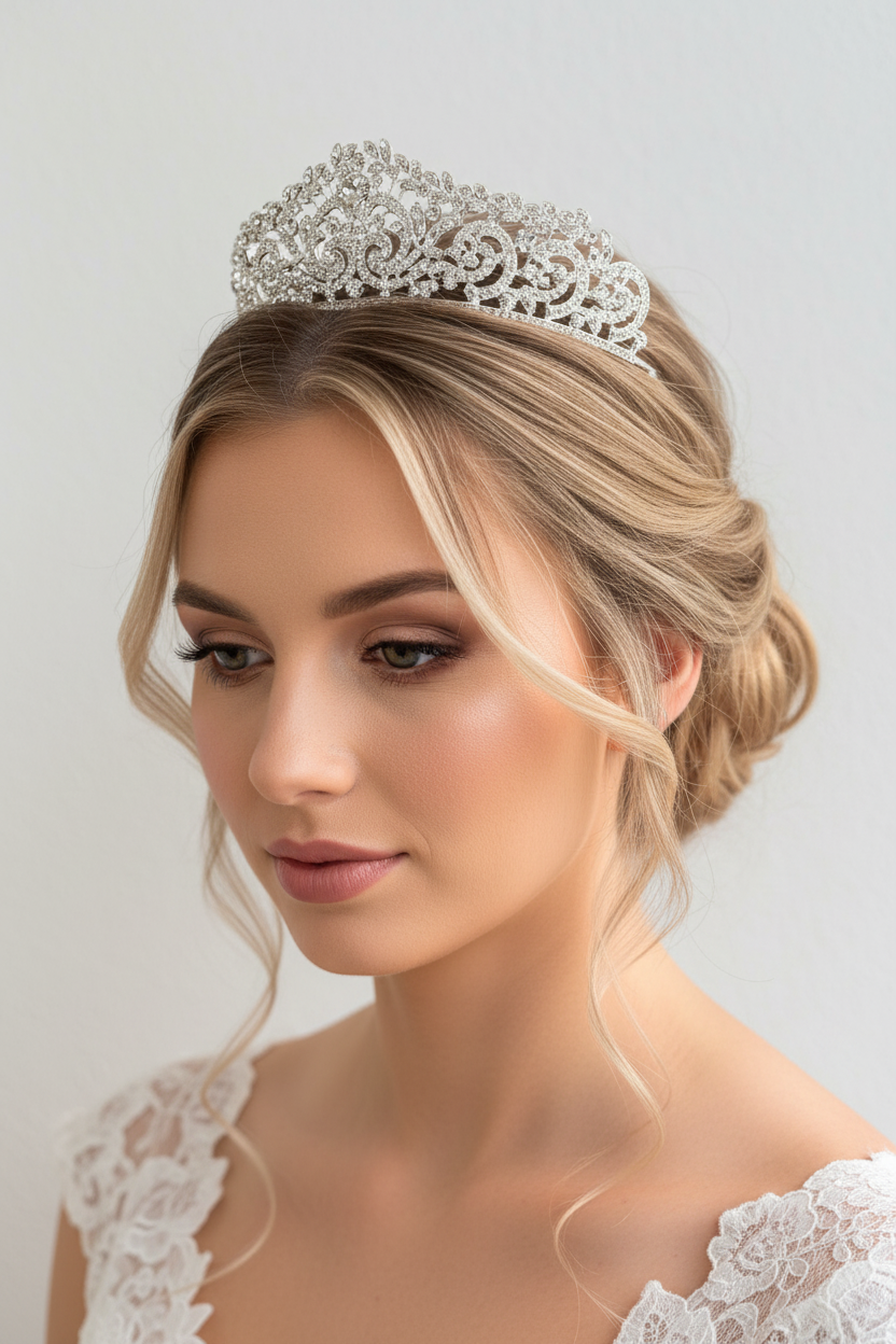 Diadem Silber – Haarschmuck mit Strass 5 cm hoch | ONDEGO®