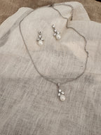 Schmuckset Silber – Perlen & Zirkonia Collier mit Ohrringen | ONDEGO®