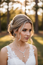 Elegantes Brautschmuck Set Silber – Zirkonia Kette & Ohrringe | ONDEGO®