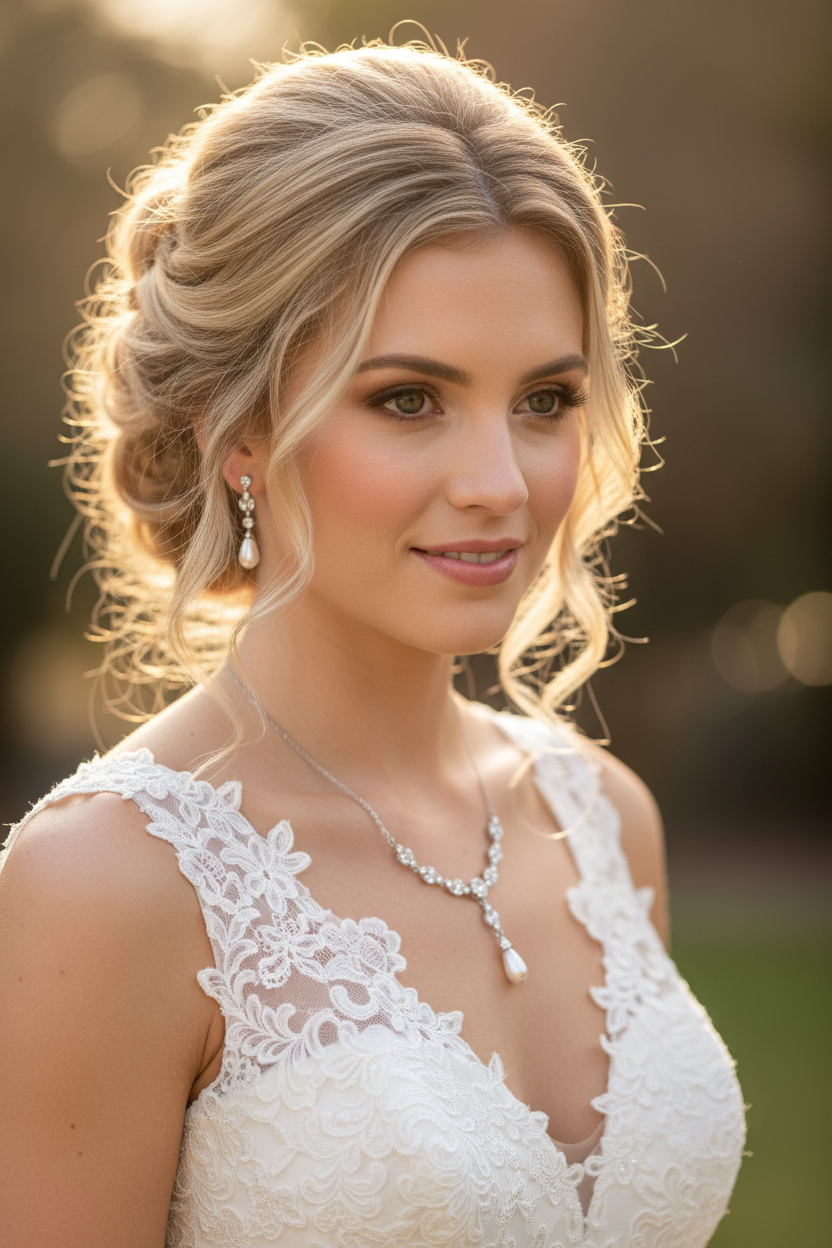 Elegantes Brautschmuck Set Silber – Zirkonia Kette & Ohrringe | ONDEGO®