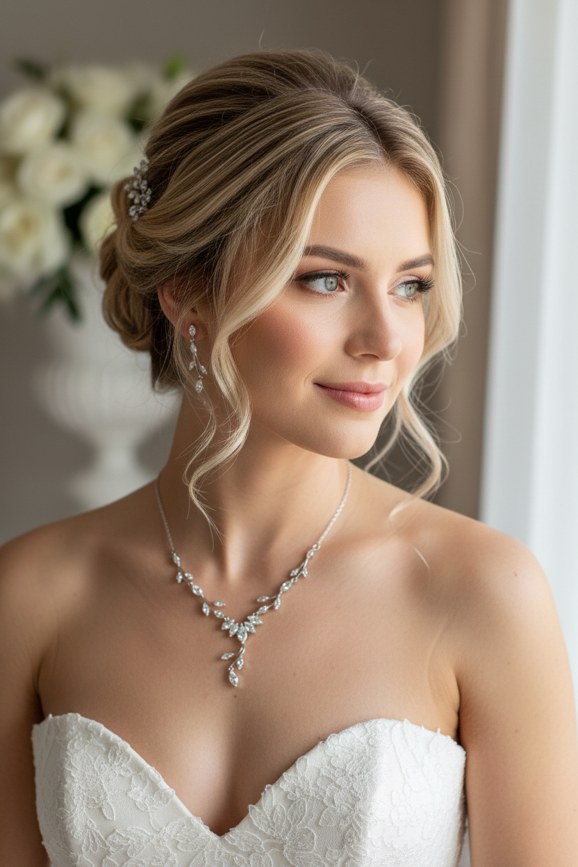 Zirkonia Schmuckset Silber – Collier & Ohrringe im eleganten Blätterdesign | ONDEGO®