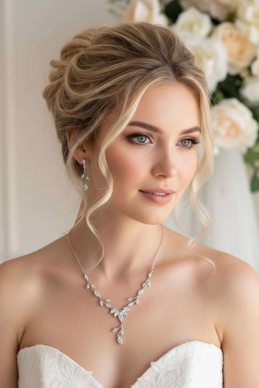 Zirkonia Schmuckset Silber – Collier & Ohrringe im eleganten Blätterdesign | ONDEGO®