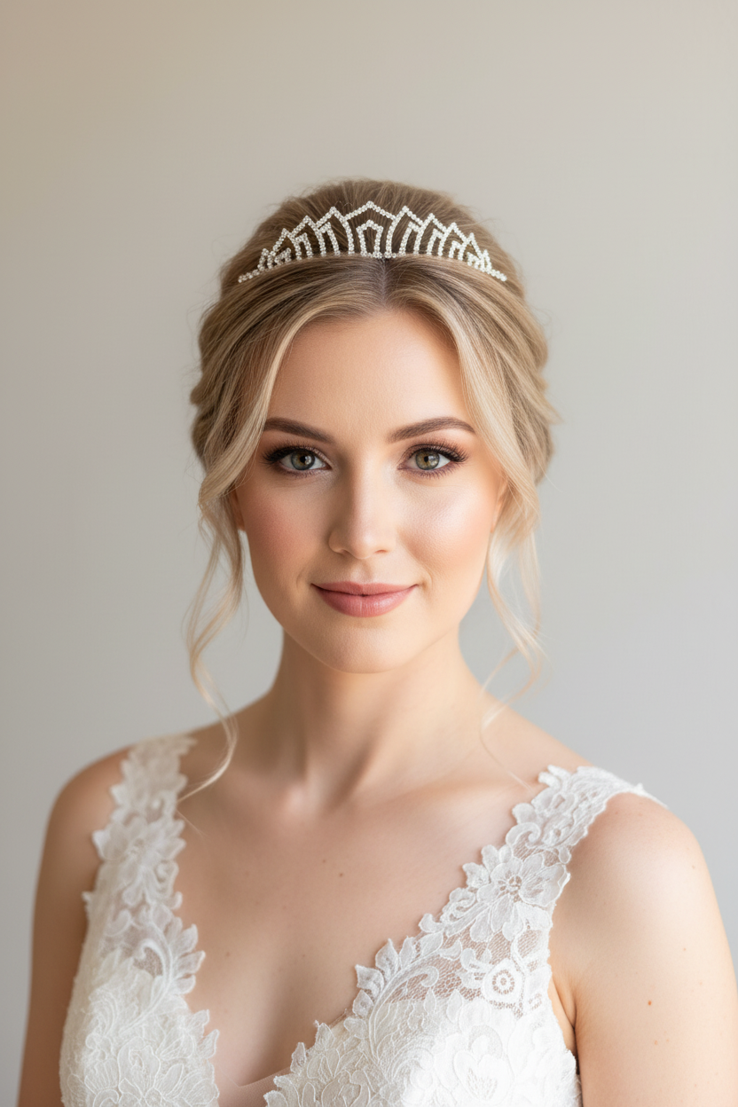 Diadem Silber – Strass Tiara 2,5 cm hoch filigran | ONDEGO®