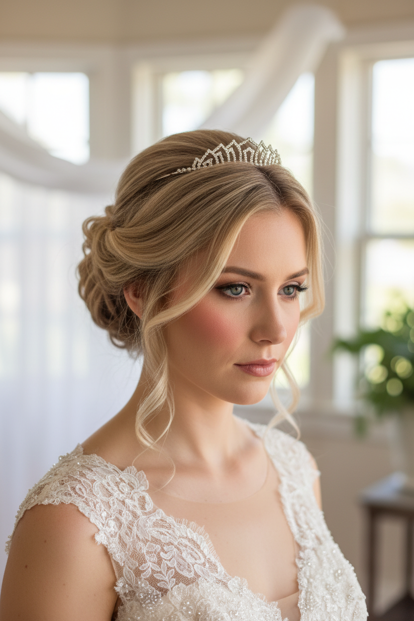 Diadem Silber – Strass Tiara 2,5 cm hoch filigran | ONDEGO®