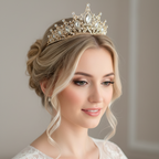 Braut Diadem Gold 6 cm – Strass Krone mit Ösen | ONDEGO®
