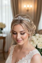 Diadem Silber – Strass Tiara mit Ösen 2,5 cm hoch | ONDEGO®