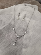 Elegantes Brautschmuck Set Silber – Zirkonia Kette & Ohrringe | ONDEGO®