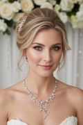 Zirkonia Schmuckset mit Collier & Ohrringen – eleganter Brautschmuck in Silber | ONDEGO®