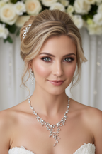 Zirkonia Schmuckset mit Collier & Ohrringen – eleganter Brautschmuck in Silber | ONDEGO®