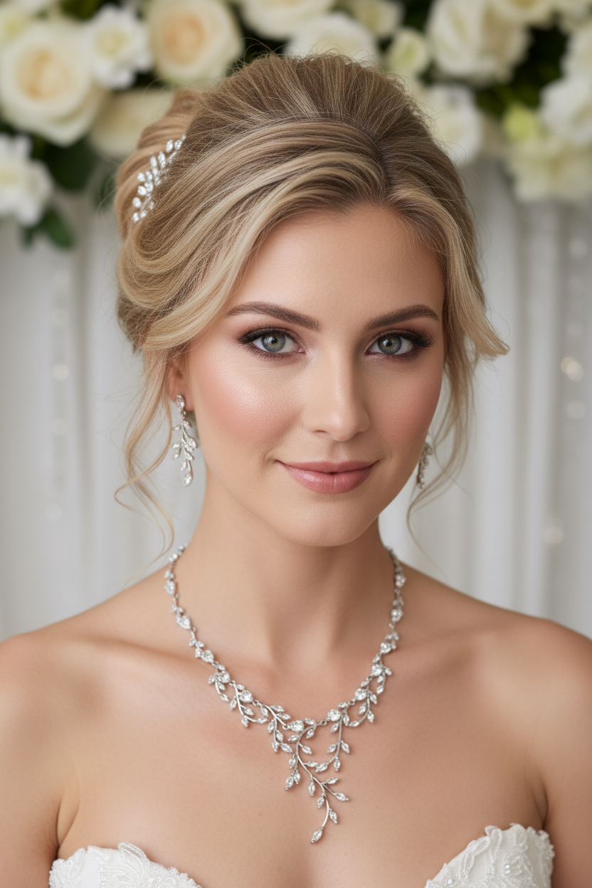 Zirkonia Schmuckset mit Collier & Ohrringen – eleganter Brautschmuck in Silber | ONDEGO®