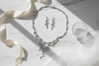 Zirkonia Schmuckset mit Collier & Ohrringen – eleganter Brautschmuck in Silber | ONDEGO®