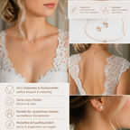Rosegold Schmuckset mit Rückenkette – 2-teilig | Perlenkette & Ohrstecker | ONDEGO®