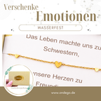 Armband Schwester mit 3 Herzen & Geschenkbox – 18K vergoldeter Edelstahl