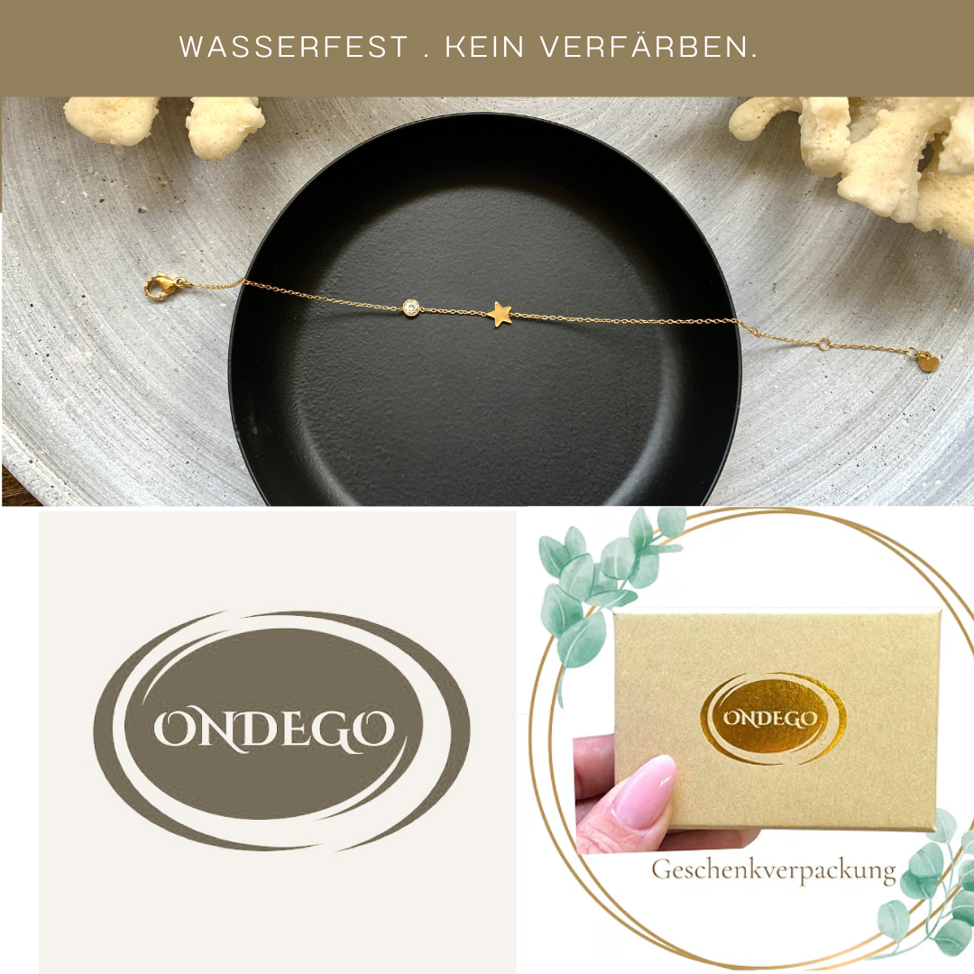 Stern Armband Freundin mit Geschenkbox & Spruchkarte – 18K vergoldeter Edelstahl