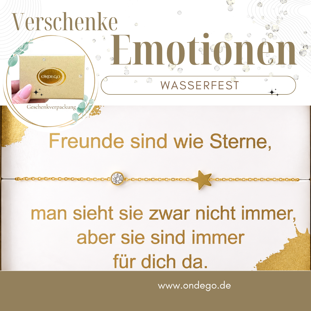 Stern Armband Freundin mit Geschenkbox & Spruchkarte – 18K vergoldeter Edelstahl