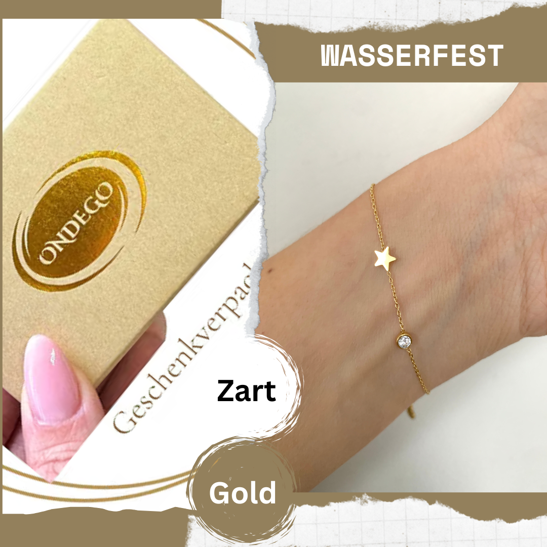 Stern Armband Freundin mit Geschenkbox & Spruchkarte – 18K vergoldeter Edelstahl