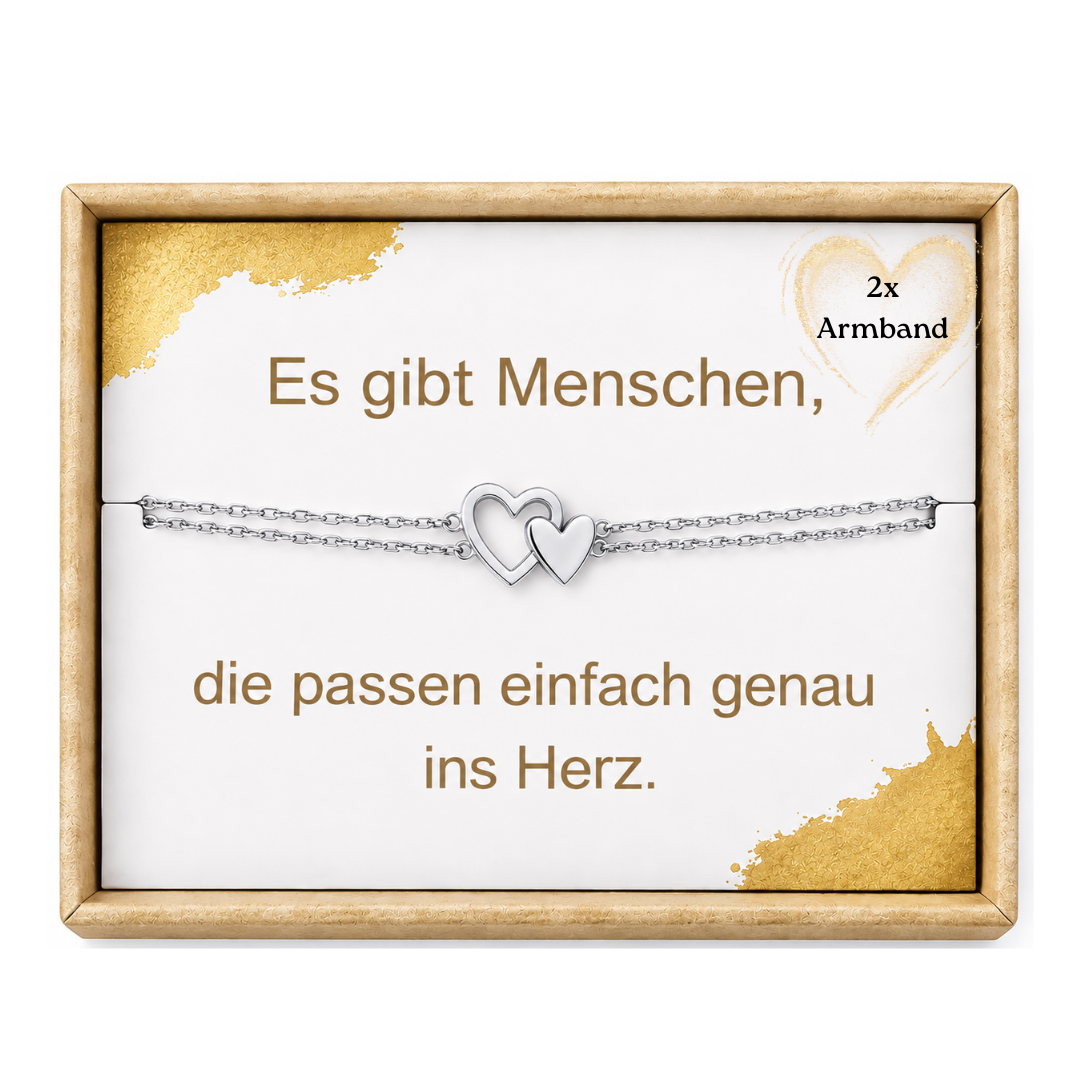 Freundschaftsarmband 2er Set Herz mit Geschenkbox – Gold oder Silber