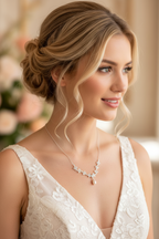 Halskette Silber mit Perle & Zirkonia – filigrane Brautkette im Blätterdesign