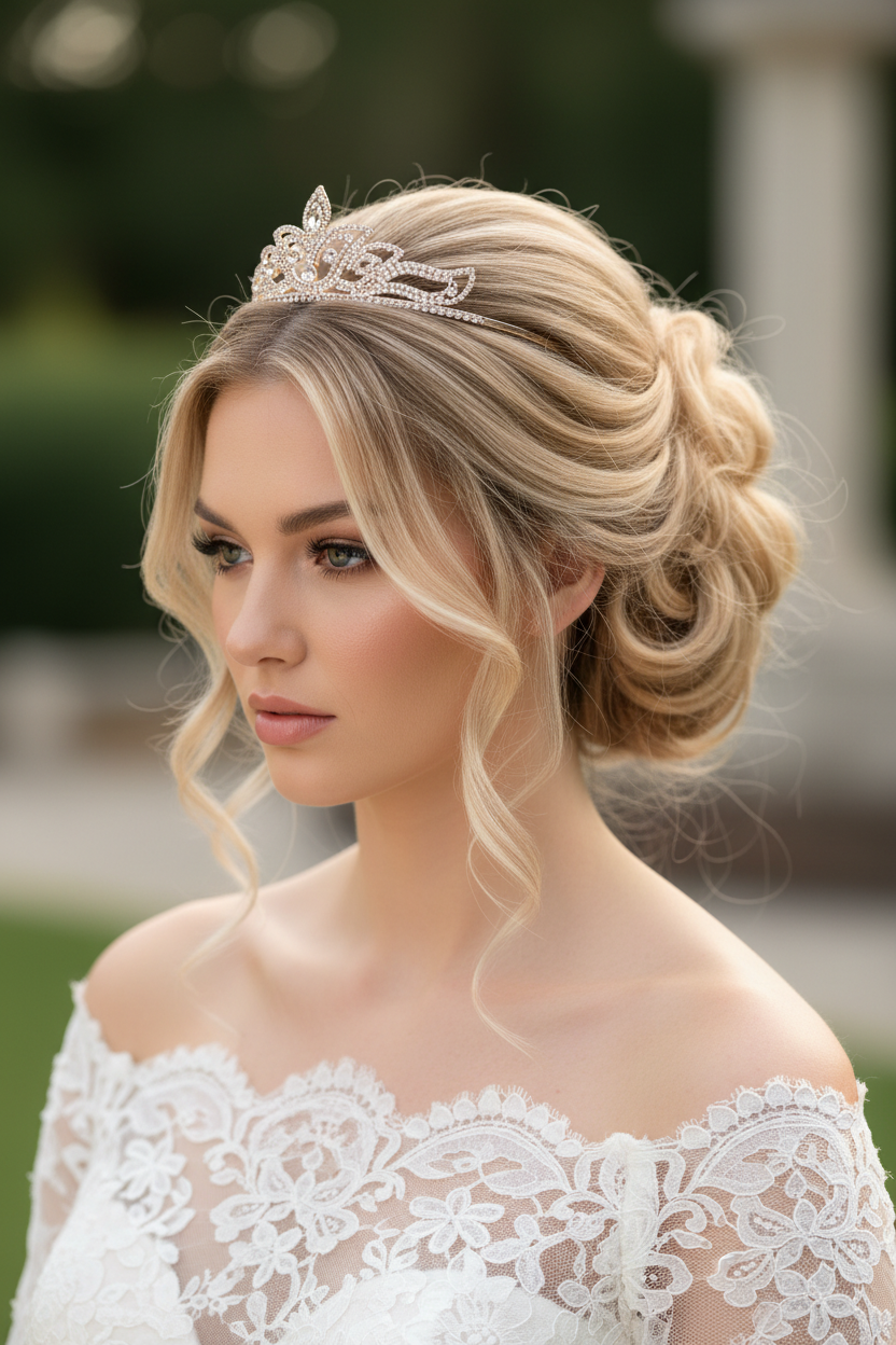 Diadem Silber – Strass Tiara 4,5 cm hoch filigran | ONDEGO®