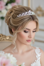 Zirkonia Diadem Silber – Tiara 4 cm hoch filigran | ONDEGO®