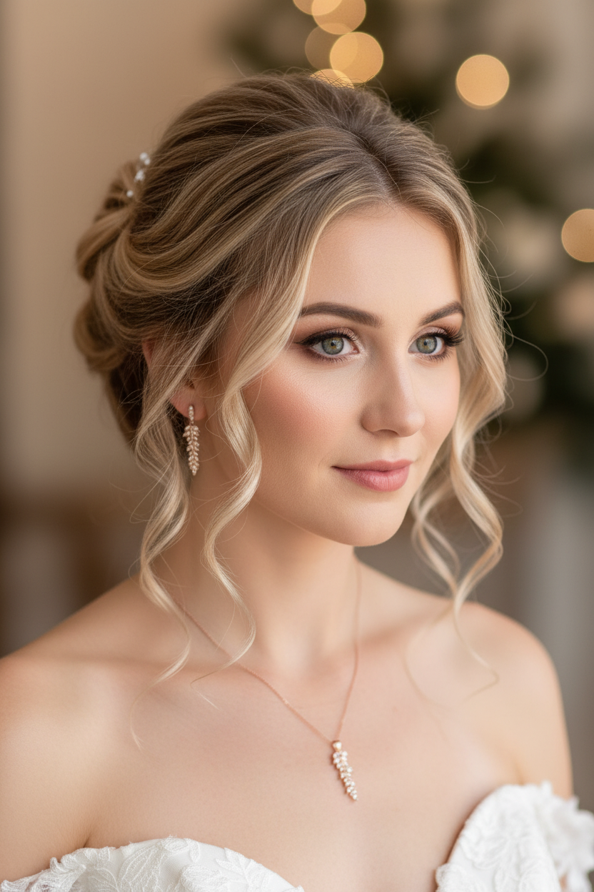 Schmuckset Roségold mit Blatt Design – Halskette & Ohrringe mit Zirkonia | Brautschmuck Hochzeit Damen