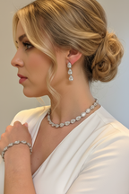 Zirkonia Schmuckset Tropfenform – Collier, Ohrringe & Armband in Silber | ONDEGO®