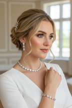 Zirkonia Schmuckset Tropfenform – Collier, Ohrringe & Armband in Silber | ONDEGO®