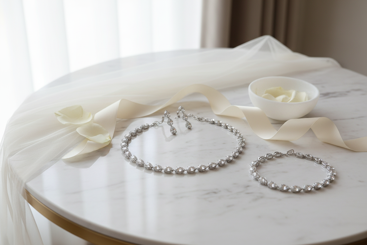 Zirkonia Schmuckset Tropfenform – Collier, Ohrringe & Armband in Silber | ONDEGO®
