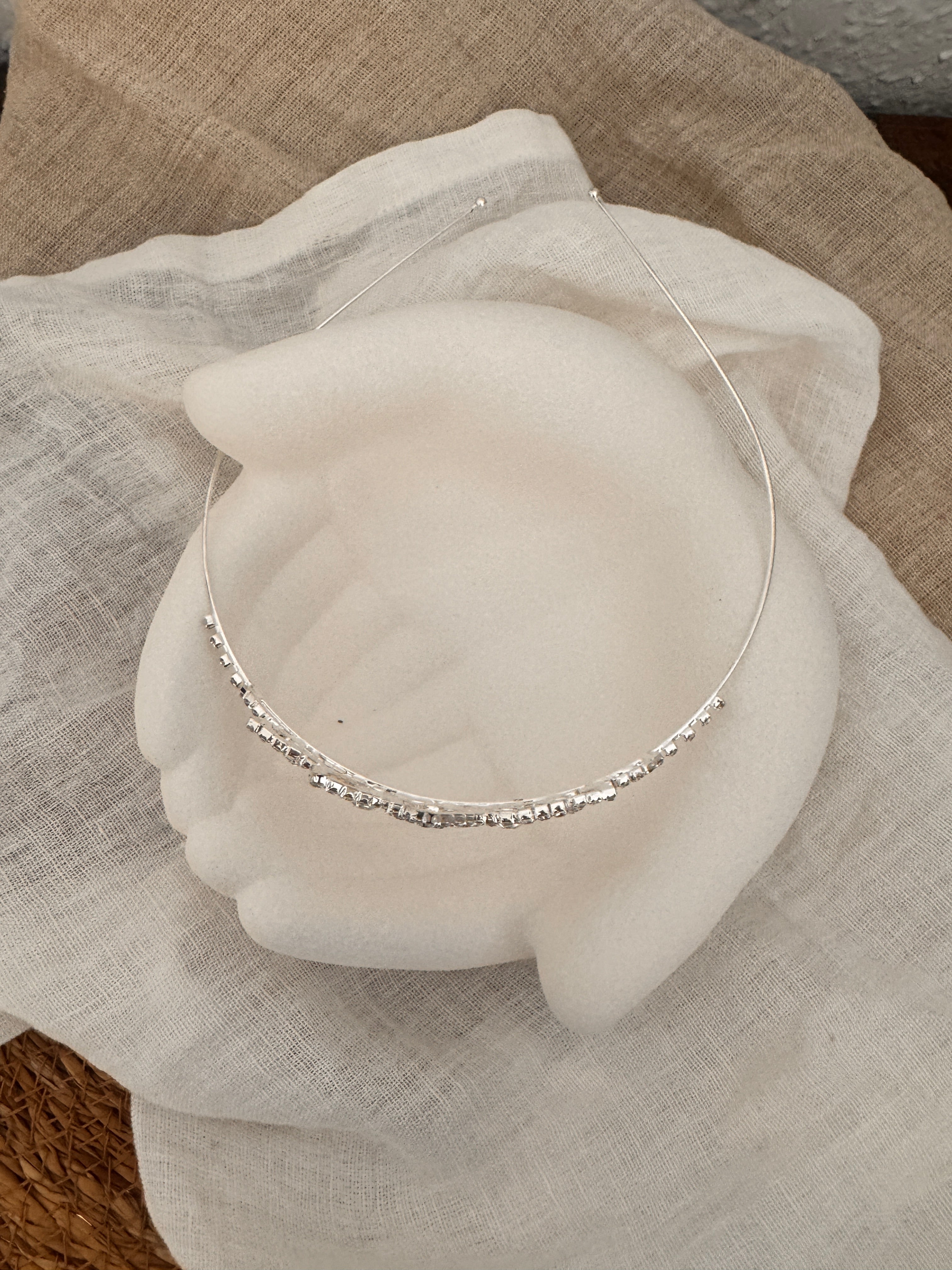 Diadem Silber – Strass Tiara 3,5 cm hoch elegant | ONDEGO®