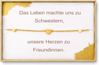 Armband Schwester mit 3 Herzen & Geschenkbox – 18K vergoldeter Edelstahl