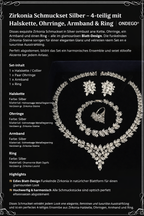 Zirkonia Schmuckset Silber – 4-teilig mit Collier, Ohrringen, Armband & Ring | ONDEGO®
