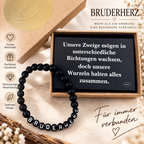 BRUDERHERZ Armband Herren aus Onyx – Geschenk für Bruder mit Spruchkarte & Geschenkbox