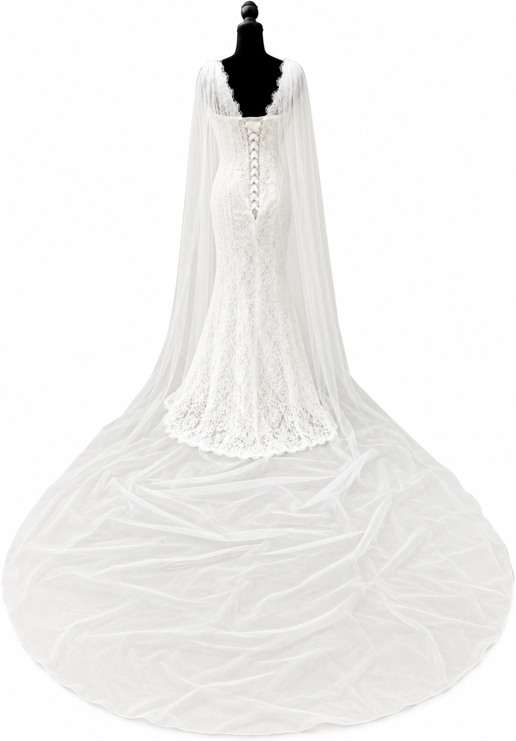 Cape Brautumhang IVORY – 3 m Kathedral-Brautschleier aus Softtüll für Hochzeit & Standesamt | ONDEGO®