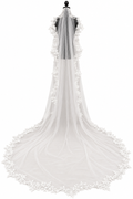 Brautschleier Ivory 3 Meter – Kathedrale Spitze Schleier lang Kirche | ONDEGO®