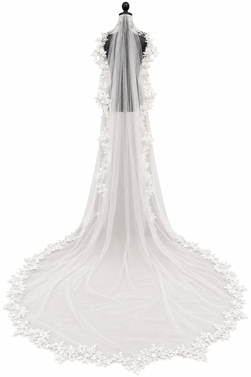 Brautschleier Ivory 3 Meter – Kathedrale Spitze Schleier lang Kirche | ONDEGO®