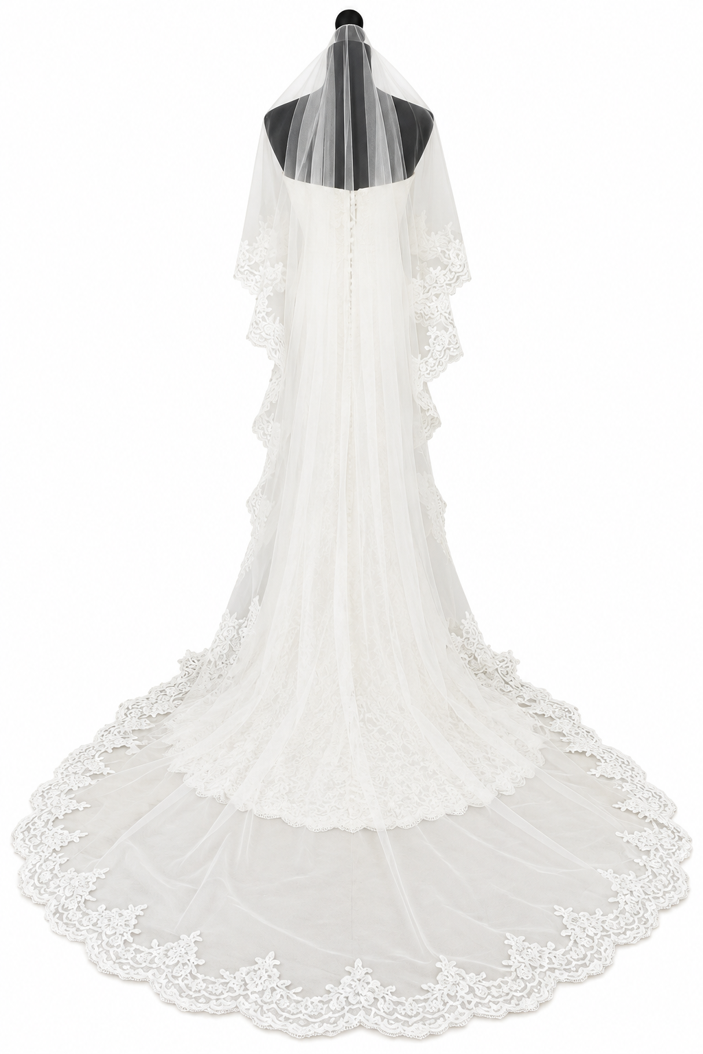 Brautschleier Ivory 3 Meter – Kathedrale Spitze Schleier lang Kirche | ONDEGO®