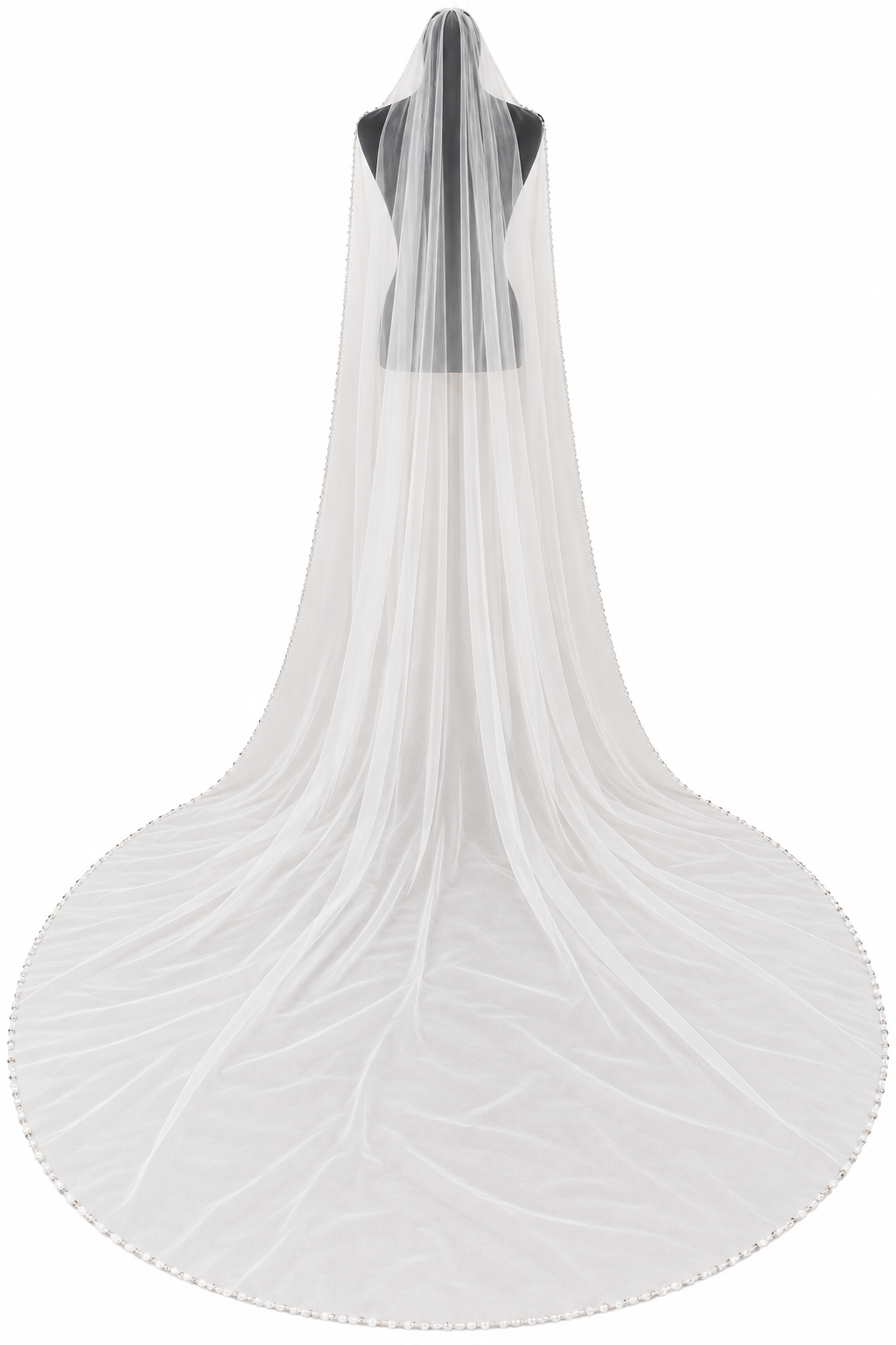 Zarte Glasschliffperlen 3 Meter Kathedrale Brautschleier – Ivory Elfenbein | ONDEGO®