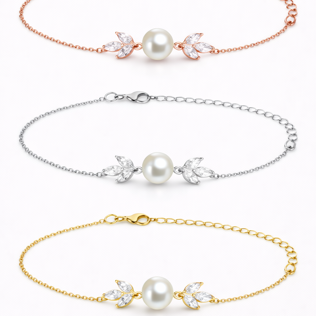 Perle Zirkonia Armband – AAA+ | Silber, Gold oder Roségold | verstellbar | ONDEGO®