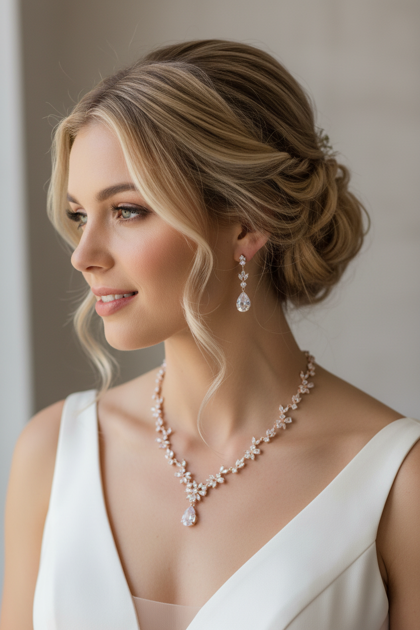 Zirkonia Blüten Schmuckset Roségold – Collier, Ohrringe & Armband mit AAA+ Zirkonia | ONDEGO®